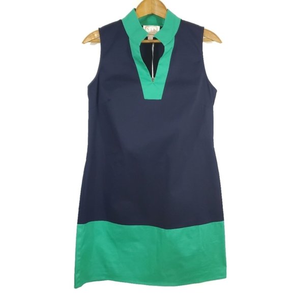 Sail to Sale Green and Navy Dress - Picture 1 of 4